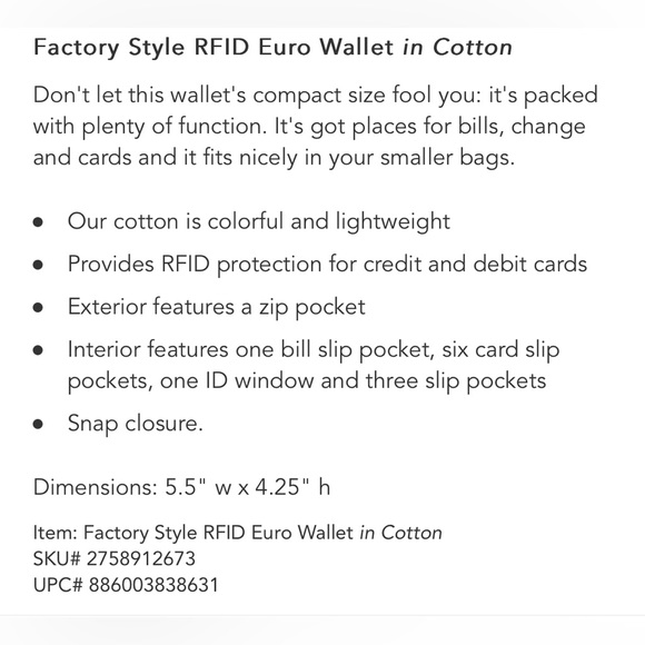 Vera Bradley RFID Euro Wallet in Stellar Paisley - Picture 3 of 3